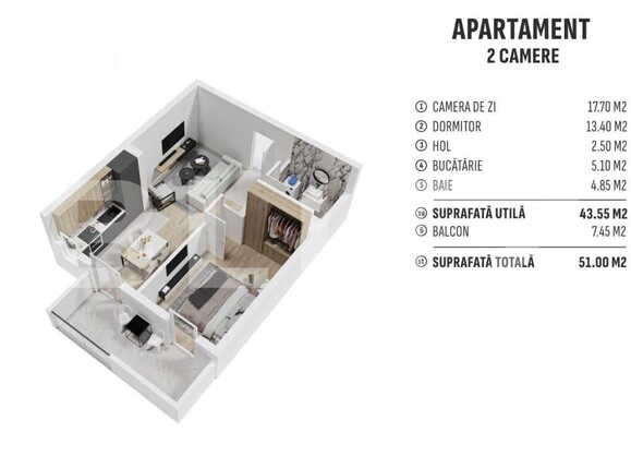Apartament de vânzare 2 camere Centura - 147628AV | BLITZ Bistriţa | Poza1