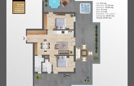 Penthouse de 3 camere, 78,5 mp utili, terasa de 90mp 