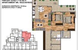 Apartament de vânzare – bloc nou, zona Aurel Vlaicu 77,90 mp+ terasa 20 ceramica