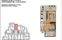 Garsoniera de vânzare – bloc nou, zona Aurel Vlaicu 34 mp + terasa 7,65 