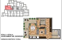 Apartament de vânzare, bloc nou, zona Aurel Vlaicu 48,60 mp+ terasa 13.5 ceramic