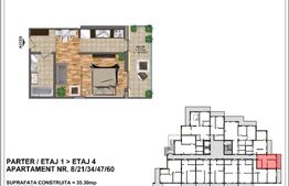 Garsoniera  de vânzare – bloc nou, zona Aurel Vlaicu 30 mp, terasa 7.55 mp