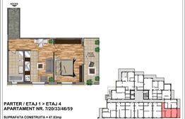 Apartament de vânzare 40,35 + terasa 7,45 – bloc nou, zona Aurel Vlaicu