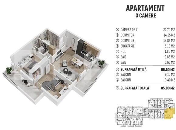Apartament de vânzare 3 camere Centura - 190694AV | BLITZ Bistriţa | Poza8