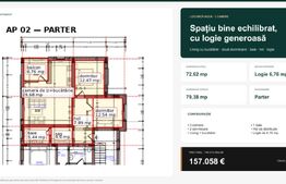 Apartament cu 3 camere, 72.62 mp — zona Valea Ghinzii