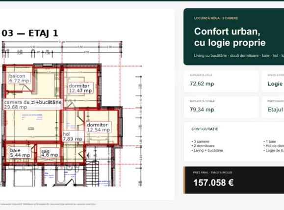Apartament de vânzare 3 camere Est - 199139AV | BLITZ Bistriţa | Poza2