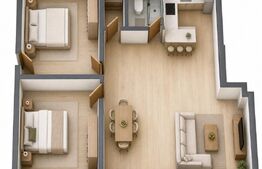 Apartament eficient compartimentat, 3 camere, etajul 1