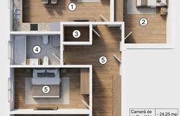 Apartament generos cu 4 camere și două băi, 90,75 mp