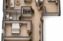 Apartament generos cu 4 camere și două băi, 90,75 mp
