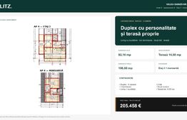 Apartament cu scara interioara cu 4 camere și terasă, 106,60 mp  