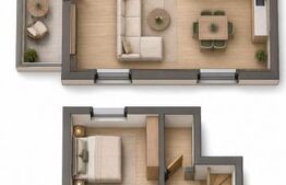 Apartament cu scara interioara cu 4 camere și terasă, 106,60 mp  