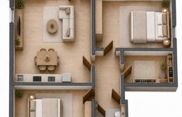 Apartament cu 3 camere, dressing și balcon, etajul 1
