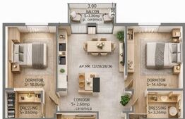 Apartament 3 camere, 71 mp, zona Calea Moldovei