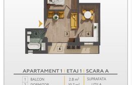Apartament 2 camere, 44 mp, zona Decebal