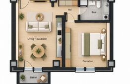 Apartament 2 camere,55 mp + 3.6 mp balcon, zona Nord-Est
