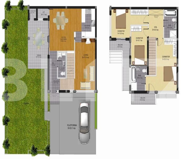 Duplex 4 camere, 126 mp utili, in zona Tunari