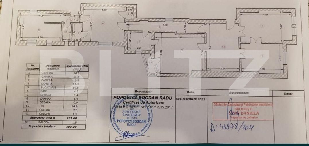 Apartament 4 camere, 102 mp, Piata Kogalniceanu