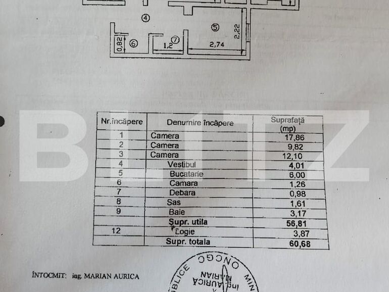 Apartament de 3 camere Titan, Nicolae Grigorescu, langa metrou, Bloc de tip H, parter | Poza1