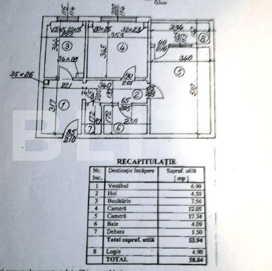 Apartament 2 camere, decomandat, 58,84 mp, zona Dristor