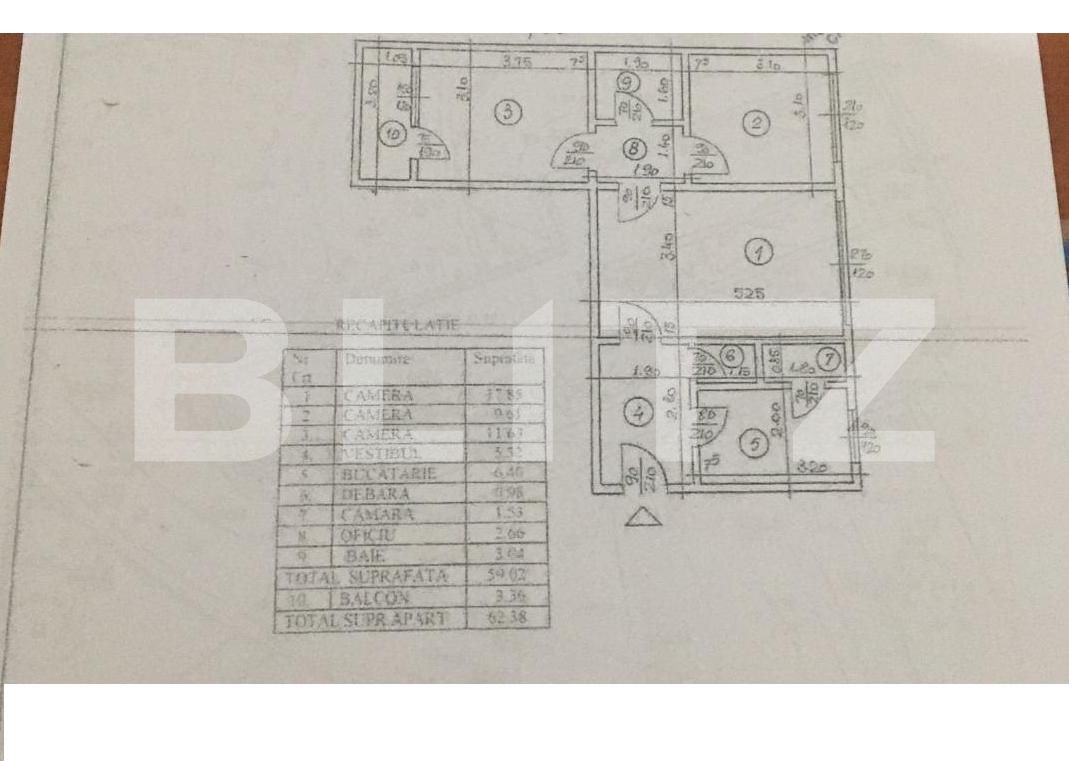 Aprtament de 3 camere, 62 mp, Piata Ramnicu Sarat
