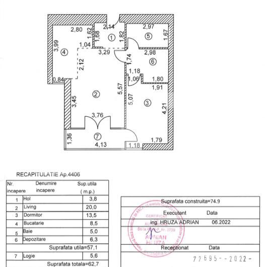 Apartament de 2 camere, 63 MP, in zona Herastrau