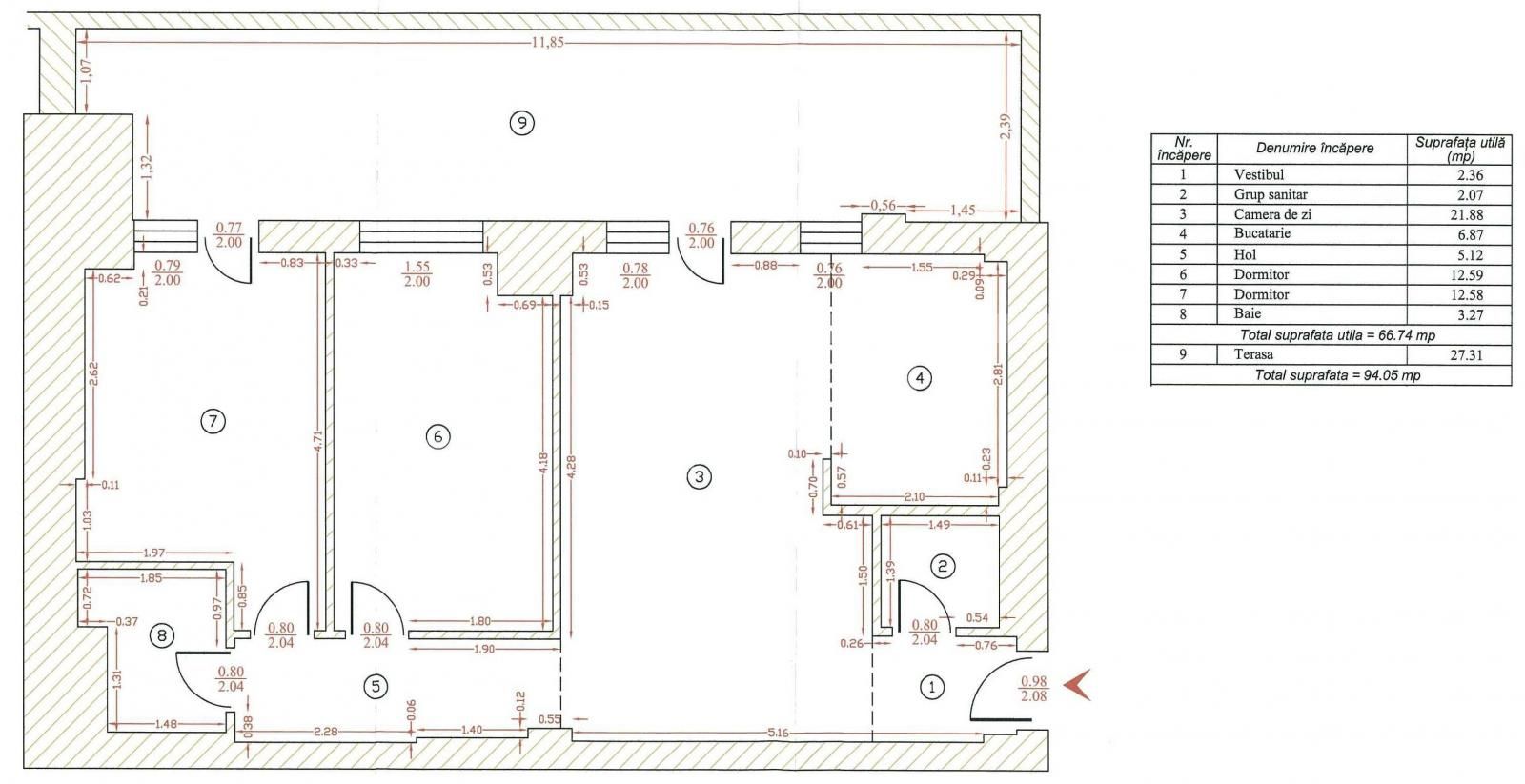Apartament 3 camere, 67 MP utili, Terasa de 27Mp, in zona Metrou Pipera