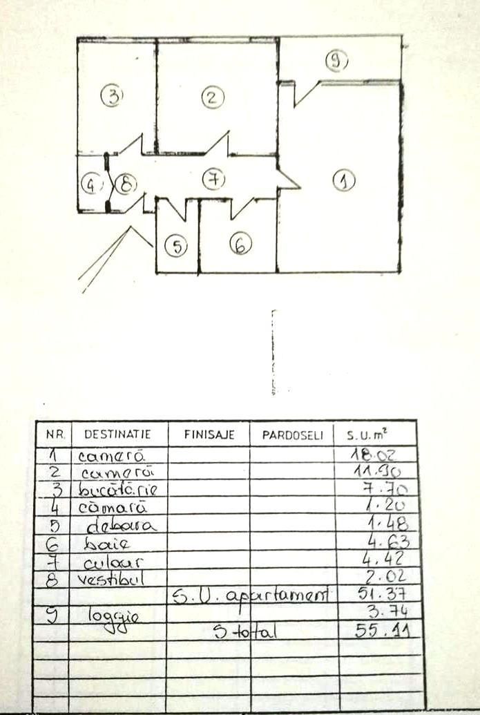 Apartament 2 camere, decomandat, 55.11 mp, zona Vitan