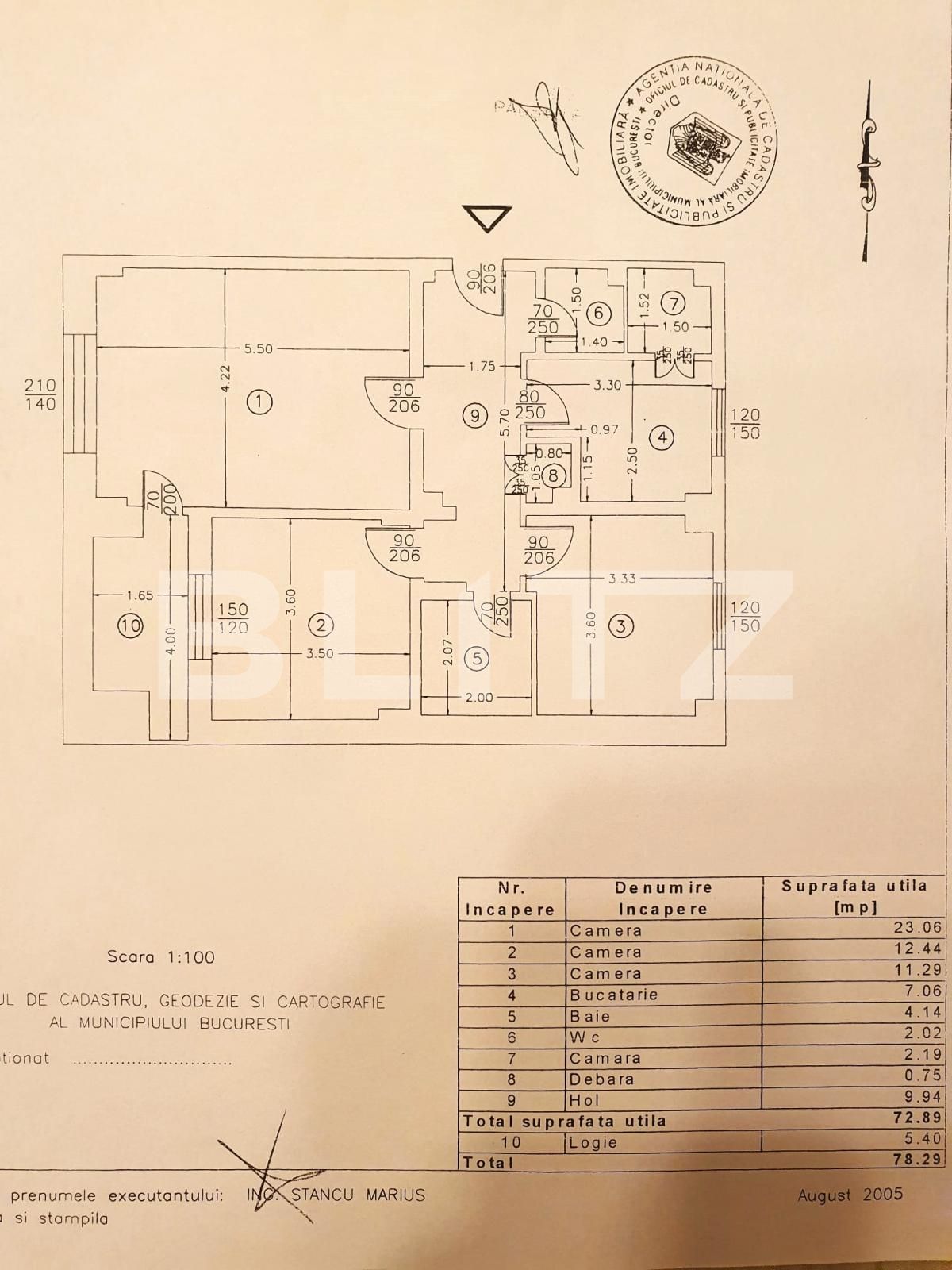 Apartament de 3 camere, decomandat, etaj intermediar, 73mp, Nerva Traian