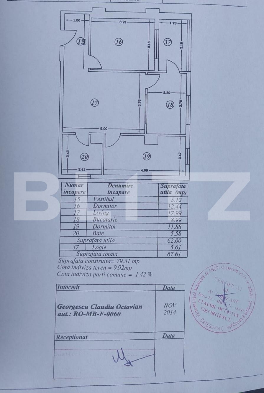 Apartament de 3 camere, 62 mp, etaj intermediar, Dristor