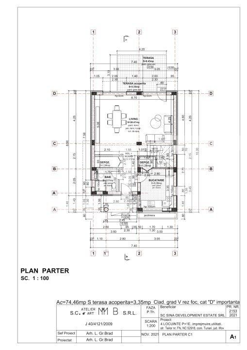 Ansamblu case P+1E Tunari, 2023 an constructie, 4 camere, 300mp teren, casa 120mp
