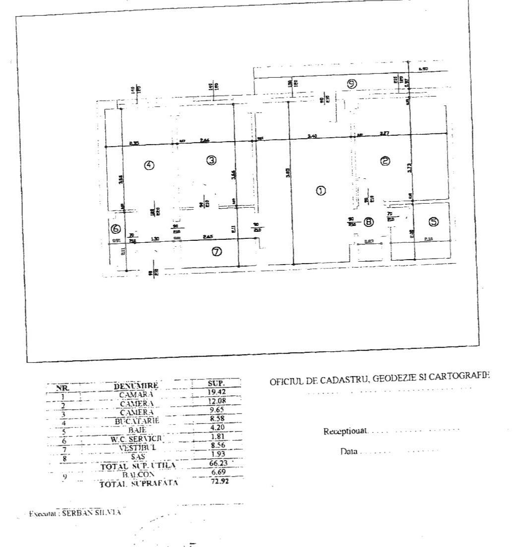 Apartament 3 camere, 72.93 mp, zona Tineretului