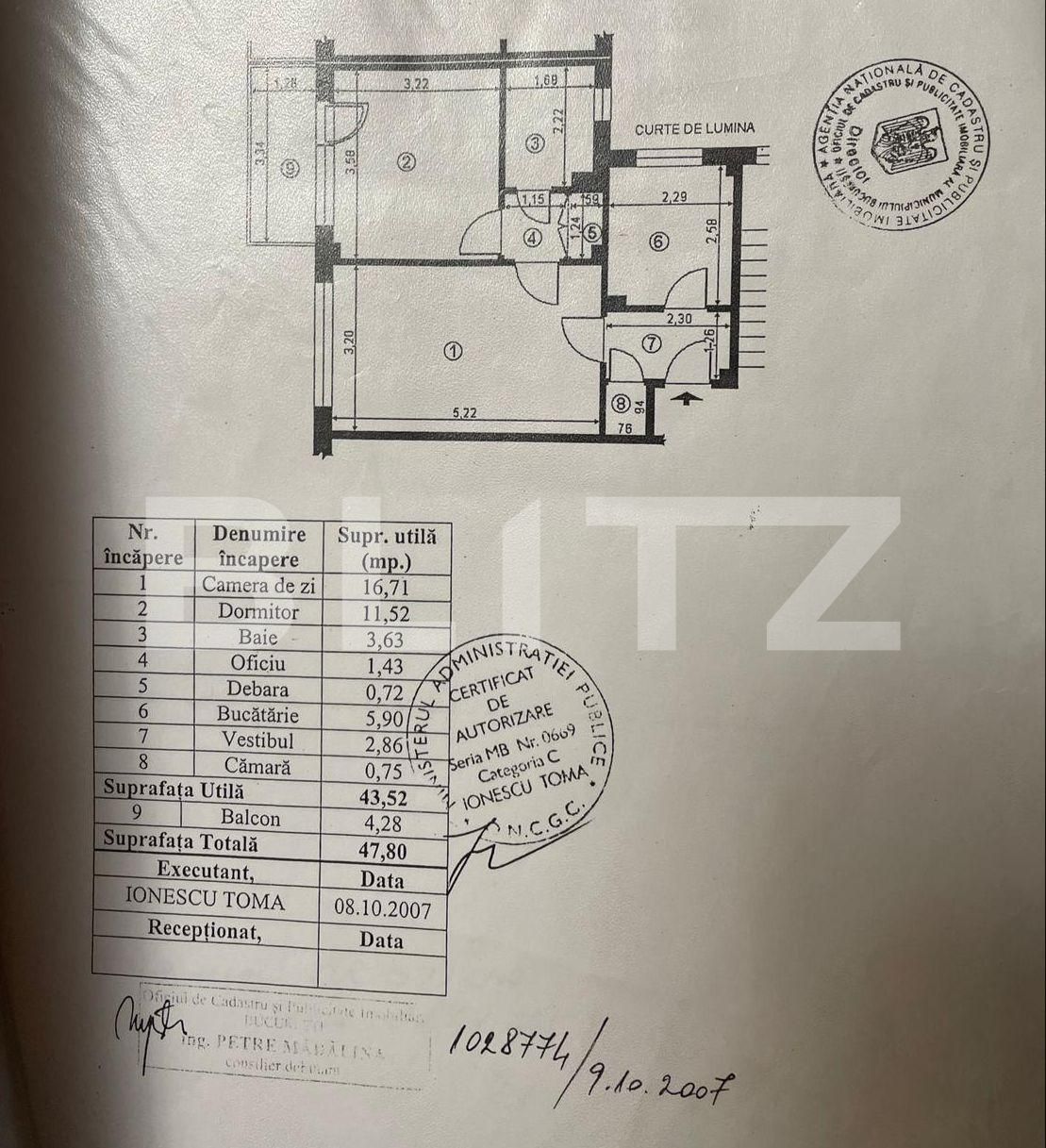 Apartament 2 camere , suprafata 47,80 mp, zona Iancului-sos Mihai Bravu