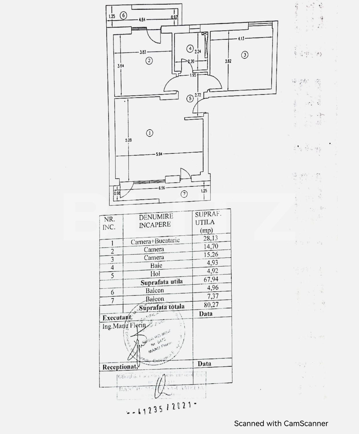 Apartament 3 camere, 68 mp, zona Unirii 