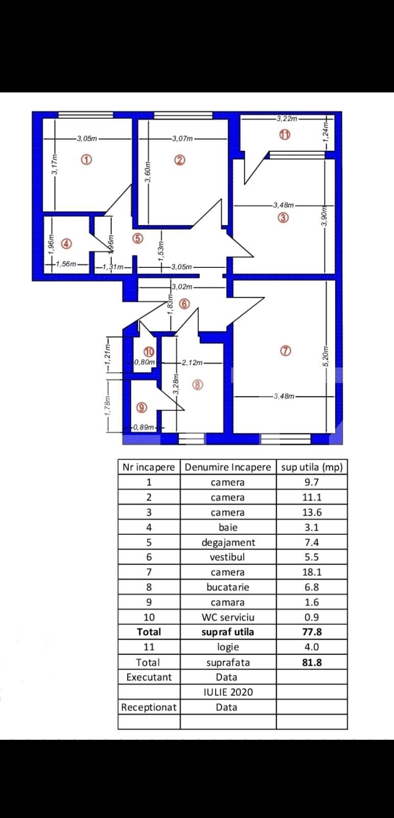 Apartament 4 camere, decomandat, 78 mp, zona Titan-Trapezului