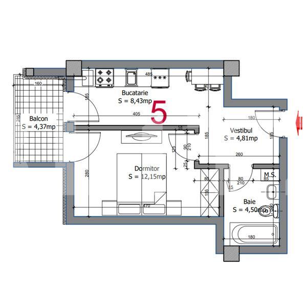 Garsoniera in Otopeni de 30mp cu balcon la trei minute de aeroport, parcare si TVA incluse