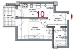 Garsoniera decomandata la 3 minute de Aeroport, 30mp, TVA si parcare subterana incluse in pret, Otopeni