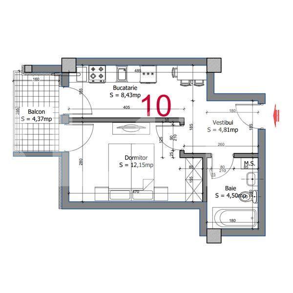 Garsoniera decomandata la 3 minute de Aeroport, 30mp, TVA si parcare subterana incluse in pret, Otopeni