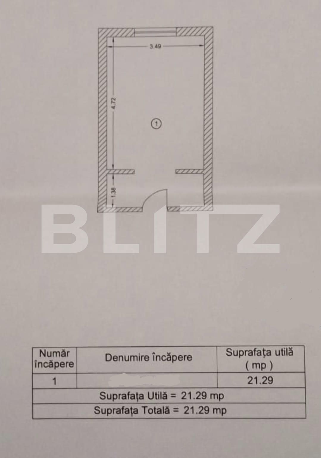 Garsonieră 21 mp, utilat/mobilat, zona 1 Decembrie 1918