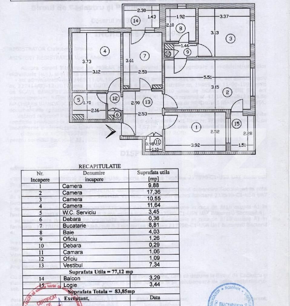 Apartament 4 camere, semidecomandat, 83,85mp, 2 bai, centrala termica, zona Berceni-Aparatorii Patriei