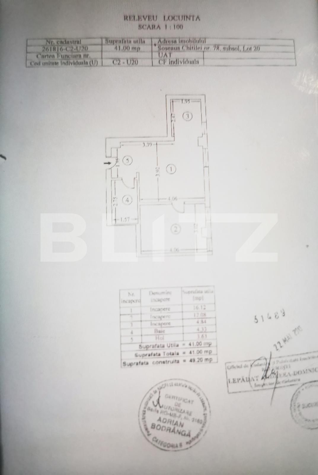 Apartament cu 2 camere, 41mp, cartier Chitila