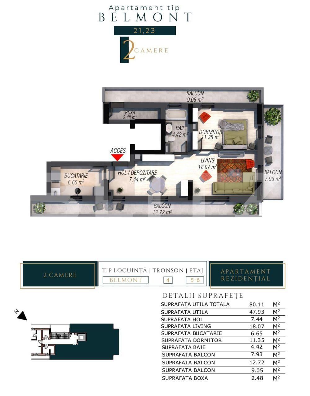 Apartament 2 camere, 82 mp, zona Aparatorii Patriei