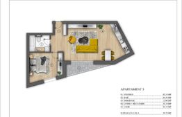 Apartament 2 camere, 51 mp, zona Centrala, Bloc Nou