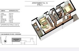Apartament 2 camere, 64.29 mp, in ansamblu rezidential, zona Ghencea