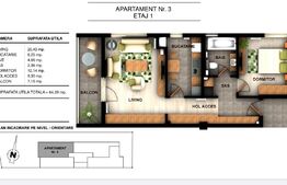 Apartament 2 camere, 64.29 mp, in ansamblu rezidential, zona Ghencea