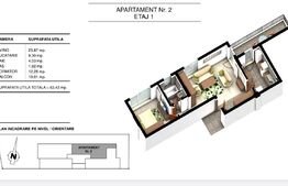 Apartament 2 camere, 63.42 mp, in ansamblu rezidential, zona Ghencea