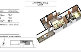 Apartament 2 camere, 63.42 mp, in ansamblu rezidential, zona Ghencea