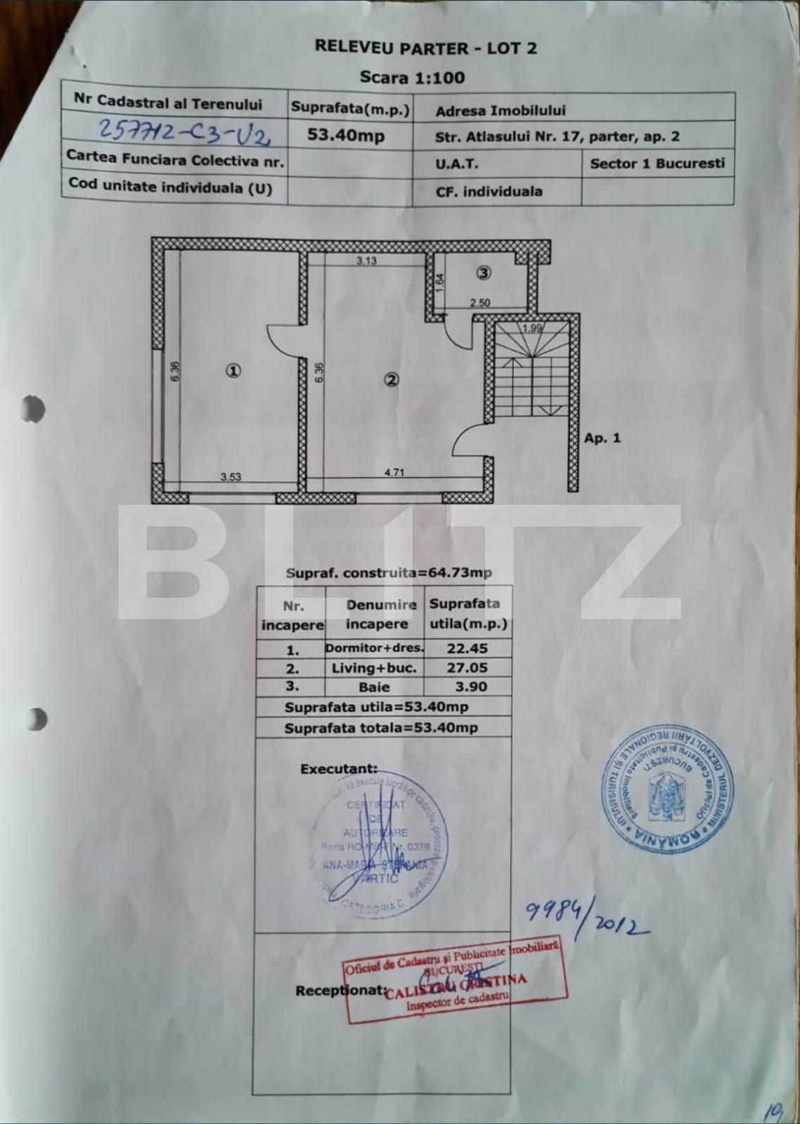 Apartament 2 camere, 53,40mp, zona Vatra Noua