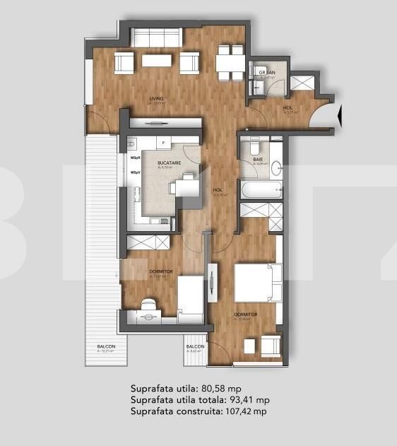 Apartament cu 3 camere, 81 mp, Piața Alba Iulia