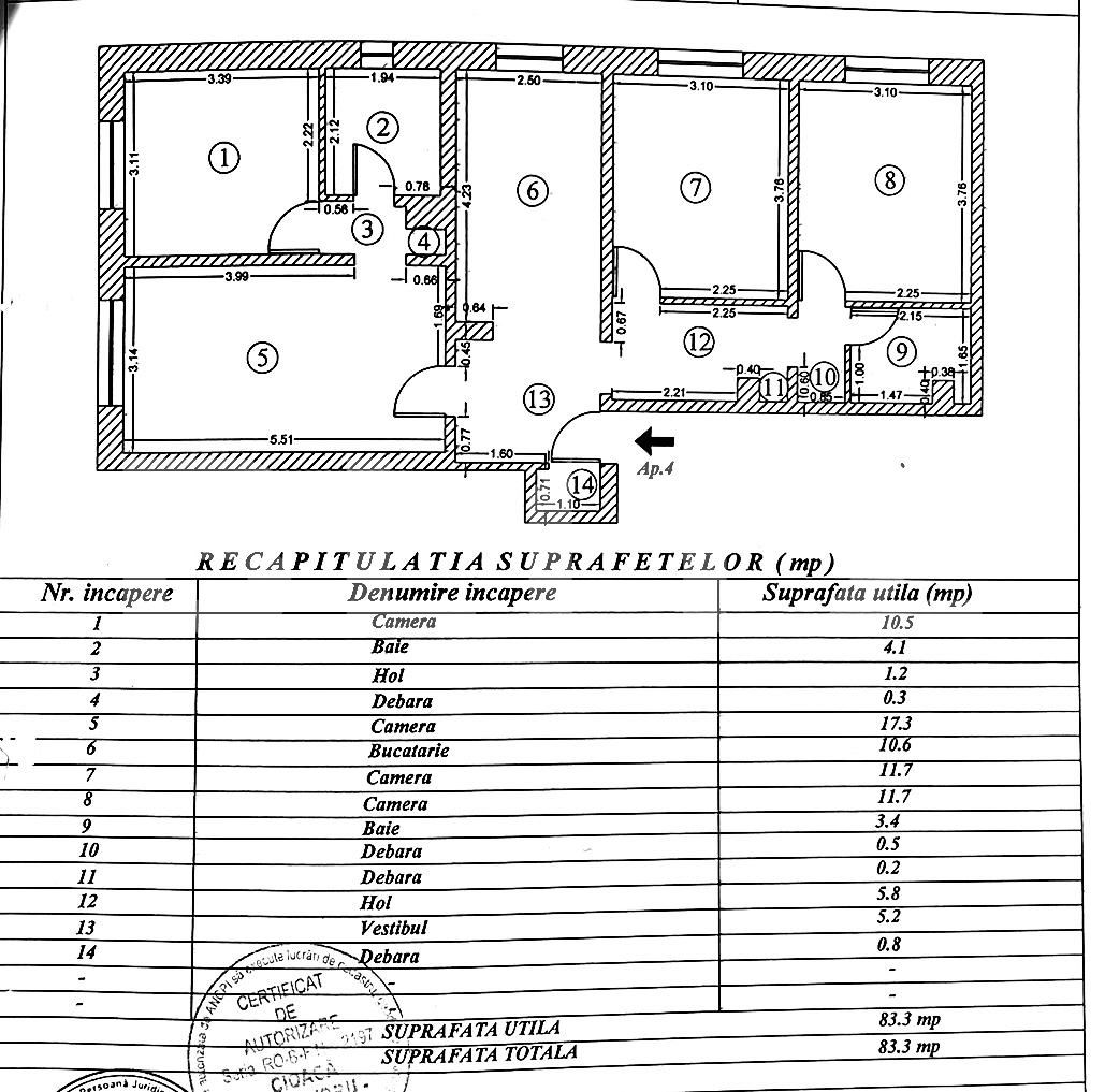 Comision 0% !!! Apartament 4 camere, 83,3mp utili, complet renovat, mobilat/utilat, Zona Sebastian! 