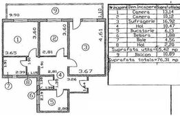 Apartament cu 3 camere, 65 mp utili, zona Doamna Ghica